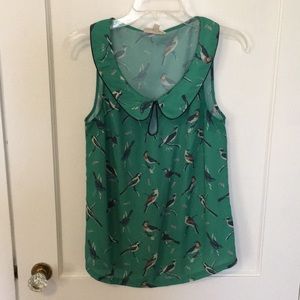 ModCloth bird print Peter Pan collar top